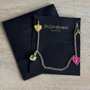 Yves Saint Laurent Gold and Pink Phone Charm Bracelet
